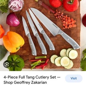 New in box Geoffrey Zakarian by Dash 4 piece full tang knife set, cool grey